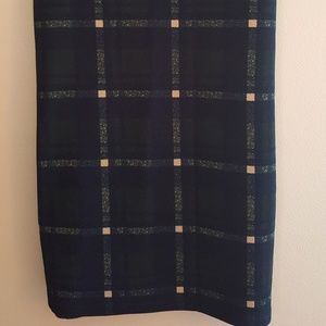 NWT Lularoe Cassie Navy Blue and Green Plaid Skirt